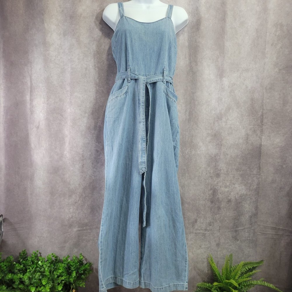 Rewash Women's Light Wash Wide Leg Denim Overalls Size Medium